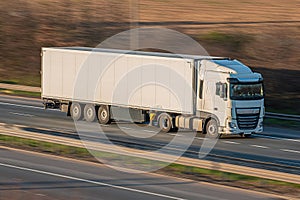 Lorry in motion on the motorway