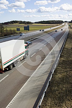 Lorry speeding into distance