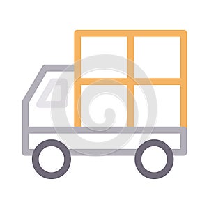 Lorry thin color line vector icon