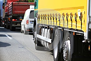 Lorry in a traffic jam