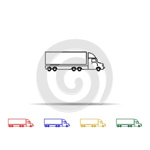 lorry with a trailer multi color style icon. Simple thin line, outline vector of transport icons for ui and ux, website or mobile