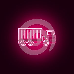 lorry with a trailer neon icon. Elements of Transport set. Simple icon for websites, web design, mobile app, info graphics