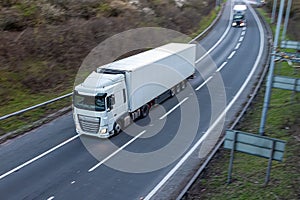 Lorry travelling on the motorway