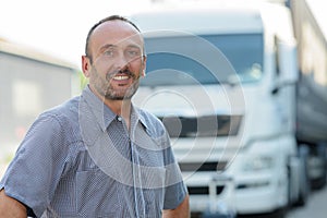 Lorry truck driver smiling