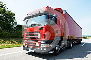 Lorry truck on highway road photo