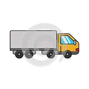 Lorry truck vector illustration with simple design isolated on white background