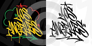 Los Angeles Abstract Hip Hop Urban Hand Written Graffiti Style Vector Illustration Calligraphy