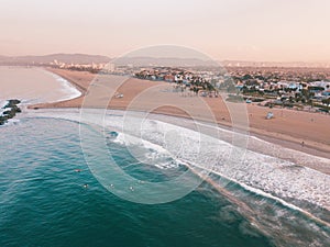 Los Angeles aerial sunrise by the ocean