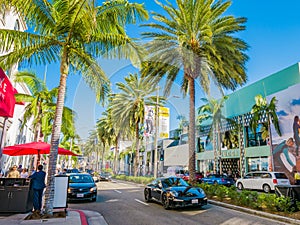 Los Angeles, California, View of Rodeo Drive during sunny day in Beverly Hills