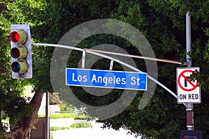 Los Angeles, California: Los Angeles Street sign, major thoroughfare in Downtown Los Angeles, California