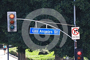 Los Angeles, California: Los Angeles Street sign, major thoroughfare in Downtown Los Angeles, California