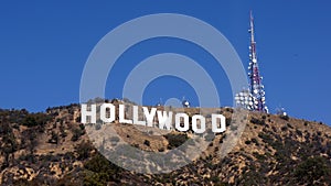 LOS ANGELES, CALIFORNIA - OCTOBER 11, 2014: The world famous landmark Hollywood Sign. It was created as an advertisement