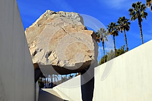 Los Angeles, California: Public Art LEVITATED MASS at the LACMA, Los Angeles County Museum of Art