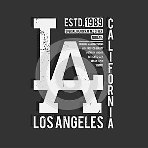 Los Angeles, California typography. Monochrome typography for t-shirt print. T-shirt graphics