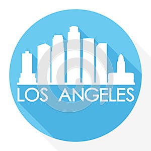 Los Angeles California United States Of America USA Round Icon Vector Art Flat Shadow Design Skyline City Silhouette Template Logo