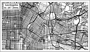 Los Angeles California USA City Map in Retro Style Black and White Color. Outline Map.