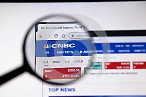 Los Angeles, California, USA - 19 December 2019: CNBC website page. Cnbc.com logo on display screen close-up, Illustrative