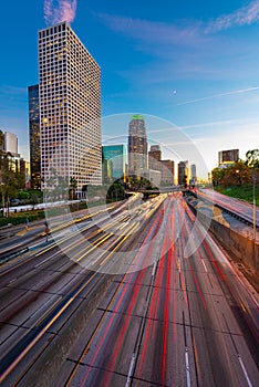 Los Angeles, California, USA Downtown Skyline and Highways