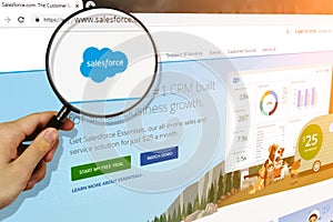 Los Angeles, California, USA - 15 February 2019: Salesforce website homepage. Salesforce logo visible on display screen