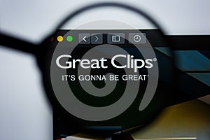 Los Angeles, California, USA - 21 Jule 2019: Illustrative Editorial of GREATCLIPS.COM website homepage. GREAT CLIPS logo