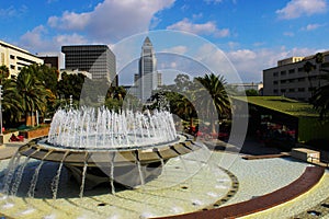 Los Angeles, California, USA - September 9, 2019. Arthur J. Will memorial Fountain in downtown Downtown Los Angeles. Attractions L