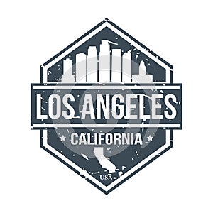 Los Angeles California USA Travel Stamp Icon Skyline City Design. Passport Seal Vector.