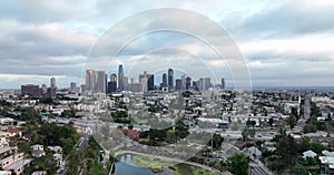 Los angeles city, Echo Park. Los Angeles downtown skyline.