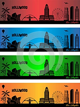 Los Angeles city in a four different colors