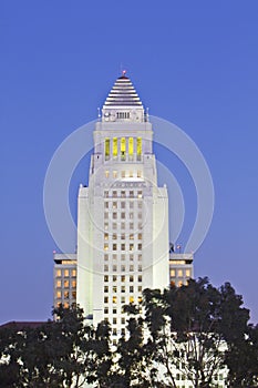 Los Angeles City Hall in the downtown area.