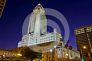 Los Angeles City Hall At Nightime