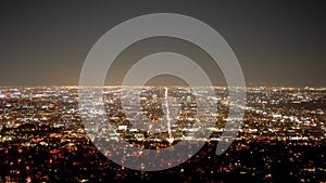 Los Angeles City lights at night - view from the observatory at Griffith Park