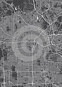 Los Angeles city plan, detailed vector map