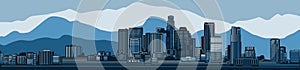 Los Angeles city skyline detailed silhouette. Vector illustration