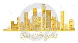 Los Angeles City skyline golden silhouette.
