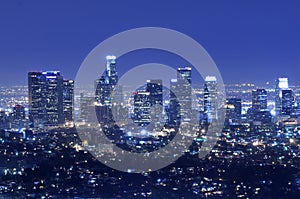 Los Angeles city skyline at night photo