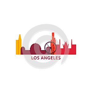 Los Angeles city skyline shape vector logo icon illustration