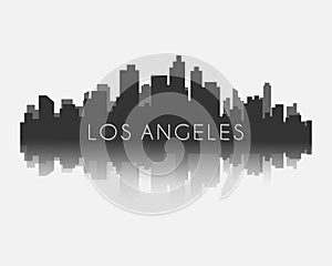 Los angeles city skyline silhouette with reflection vector illustration