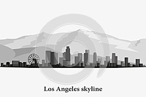 Los Angeles city skyline vector silhouette. Black and white cityscape.