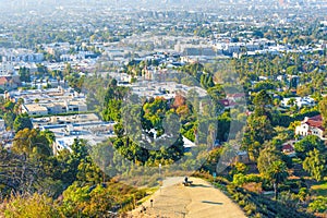 Los Angeles City View from Runyon Canyon Park in California