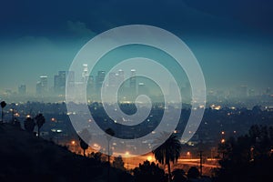 Los Angeles cityscape at night, California, United States of America, Los Angeles at night, AI Generated