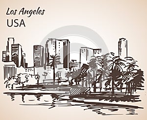 Los Angeles cityscape sketch.