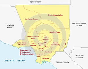 Los angeles county regions map