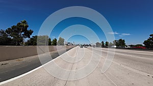 Los Angeles Downtown Freeway 10 West 03 Rear View Driving Plate California USA Ultra Wide