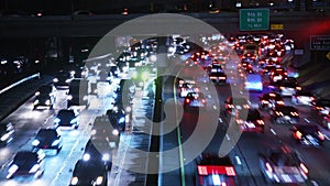 Los Angeles Downtown Night Busy Freeway 150mm Time Lapse California USA