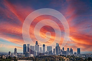 Los Angeles downtown skyline epic sky