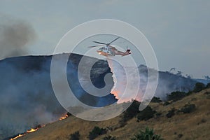 Los Angeles Fire Department Helicopter Dropping Water on the La Tuna Fire