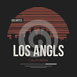 Los Angeles graphic, t-shirt design, tee print, typography, emblem.