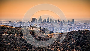 Los Angeles and Griffith Observatory Skyline, California