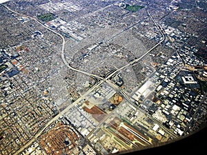 A Los Angeles Highway from Airplane Window