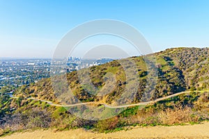 Los Angeles and Hiking Trail Seen from the Runyon Canyon Park